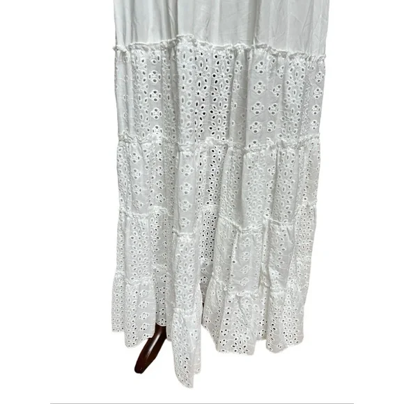 Solitaire Swim White Eyelet Maxi Tiered Dress, NWT, M - Picture 14 of 15